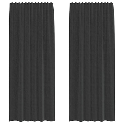 Voile Curtains with Rod Pockets 2 pcs Black