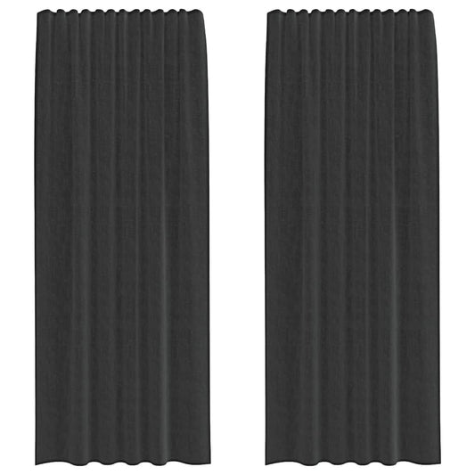 Voile Curtains with Rod Pockets 2 pcs Black
