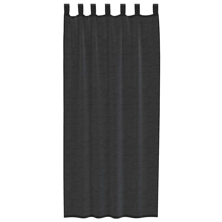 Voile Curtains with Rod Pockets 2 pcs Black