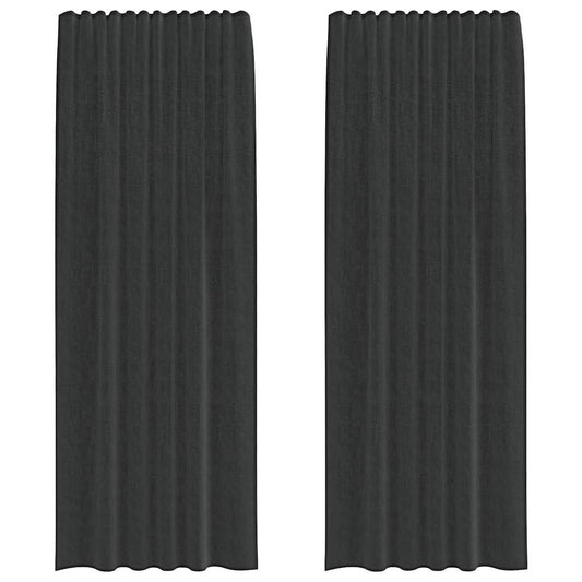 Voile Curtains with Rod Pockets 2 pcs Black