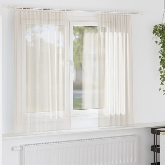 Voile Curtains with Rod Pockets 2 pcs Cream