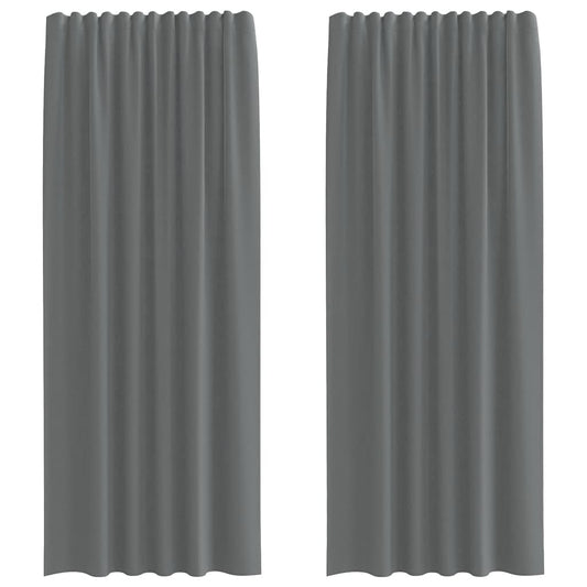 Voile Curtains with Rod Pockets 2 pcs Dark Grey