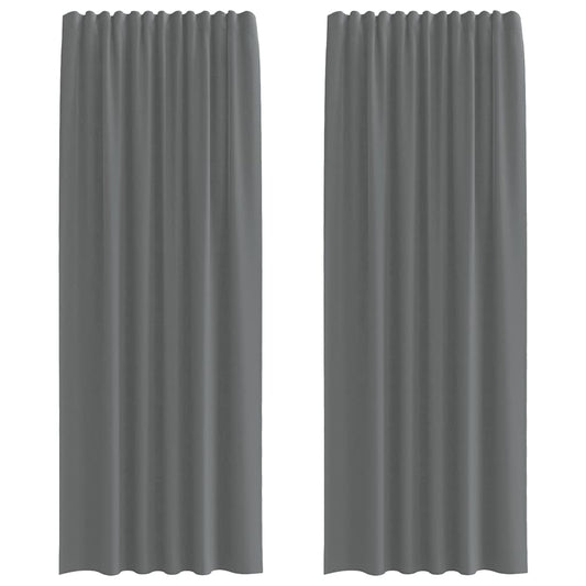 Voile Curtains with Rod Pockets 2 pcs Dark Grey