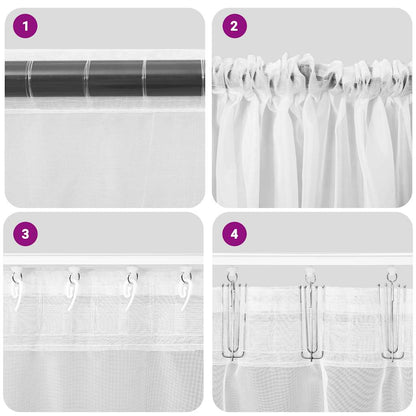 Voile Curtains with Rod Pockets 2 pcs Dark Grey