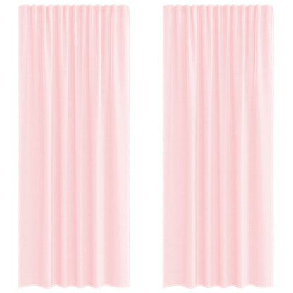 Voile Curtains with Rod Pockets 2 pcs Light Pink