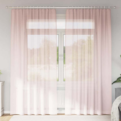 Voile Curtains with Rod Pockets 2 pcs Light Pink