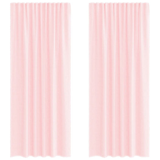 Voile Curtains with Rod Pockets 2 pcs Light Pink