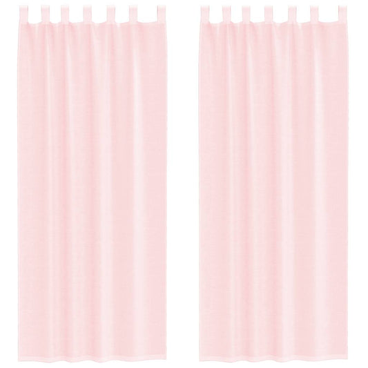 Voile Curtains with Rod Pockets 2 pcs Light Pink