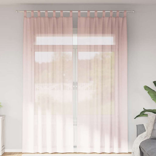 Voile Curtains with Rod Pockets 2 pcs Light Pink