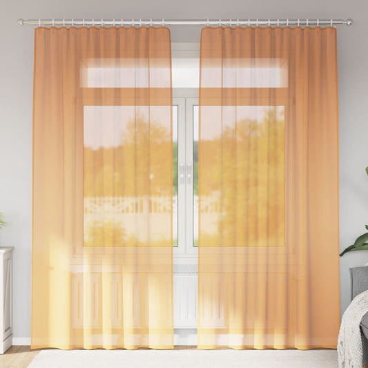 Voile Curtains with Rod Pockets 2 pcs Orange