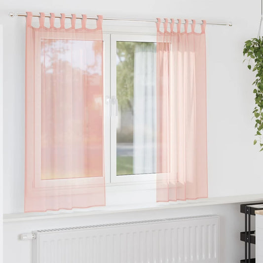 Voile Curtains with Rod Pockets 2 pcs Pink