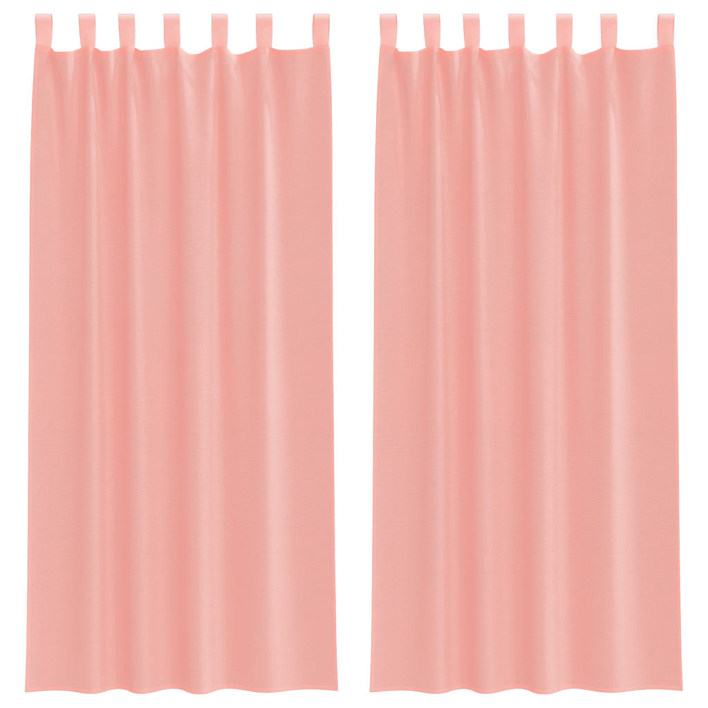 Voile Curtains with Rod Pockets 2 pcs Pink