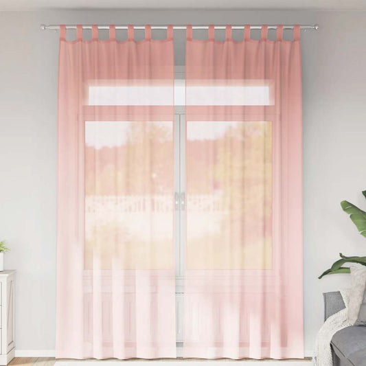 Voile Curtains with Rod Pockets 2 pcs Pink