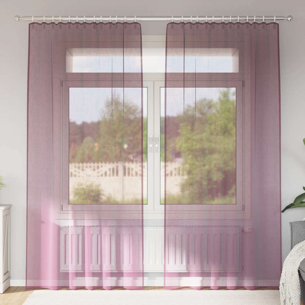 Voile Curtains with Rod Pockets 2 pcs Purple
