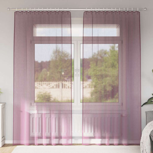 Voile Curtains with Rod Pockets 2 pcs Purple