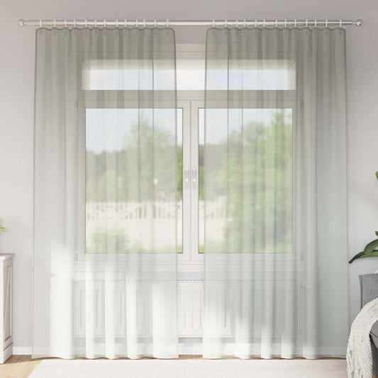Voile Curtains with Rod Pockets 2 pcs Light Grey