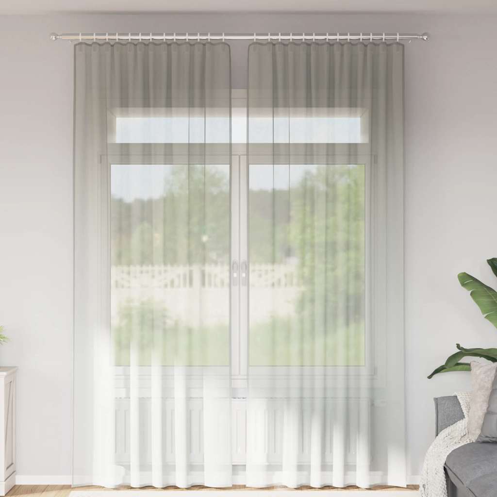 Voile Curtains with Rod Pockets 2 pcs Light Grey
