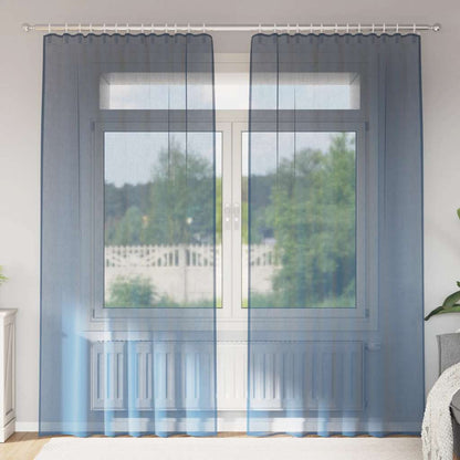 Voile Curtains with Rod Pockets 2 pcs Royal Blue
