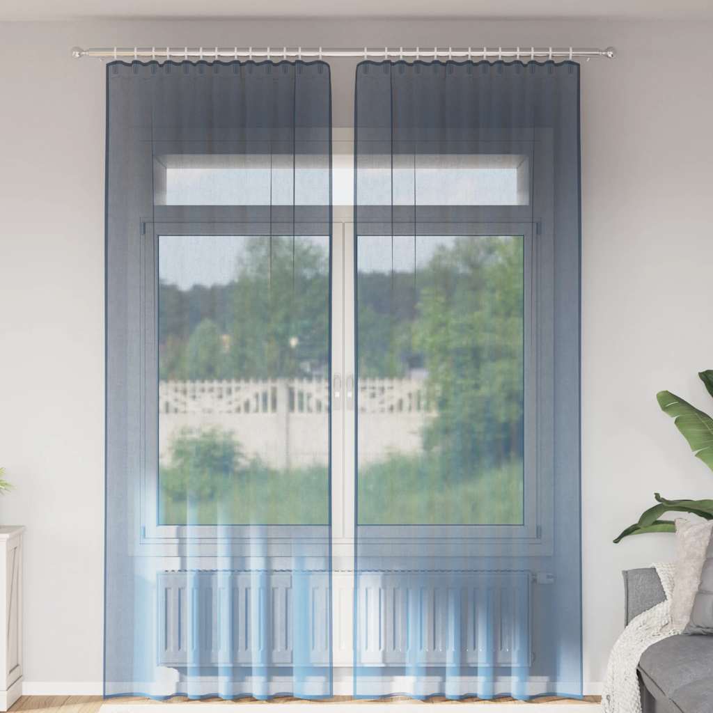 Voile Curtains with Rod Pockets 2 pcs Royal Blue