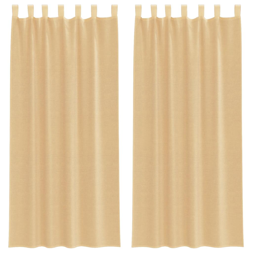Voile Curtains with Rod Pockets 2 pcs Sand