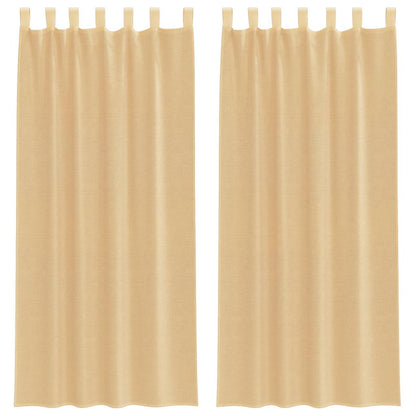 Voile Curtains with Rod Pockets 2 pcs Sand