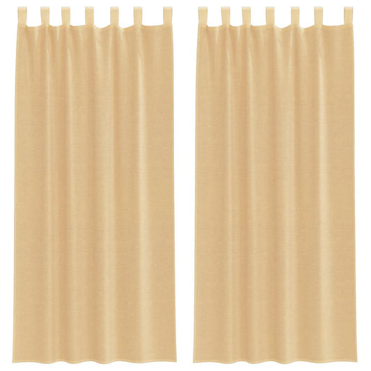 Voile Curtains with Rod Pockets 2 pcs Sand