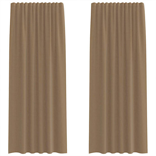 Voile Curtains with Rod Pockets 2 pcs Light Brown