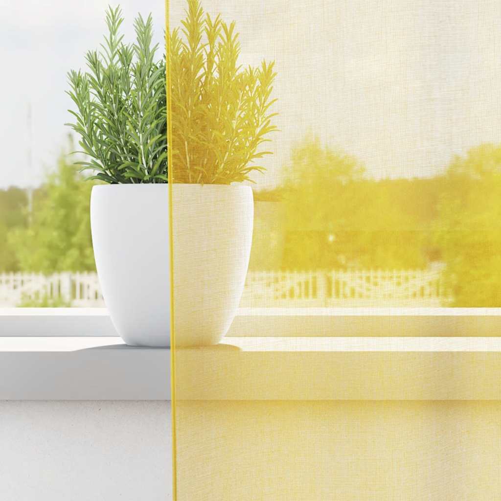 Voile Curtains with Rod Pockets 2 pcs Yellow