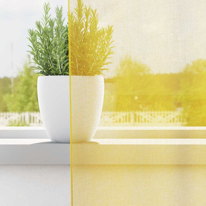 Voile Curtains with Rod Pockets 2 pcs Yellow