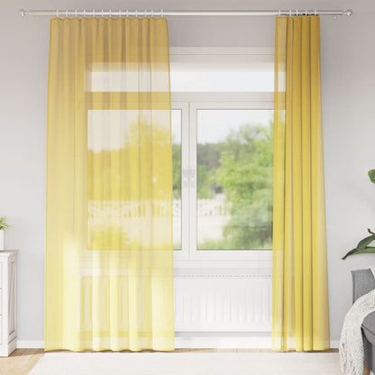Voile Curtains with Rod Pockets 2 pcs Yellow