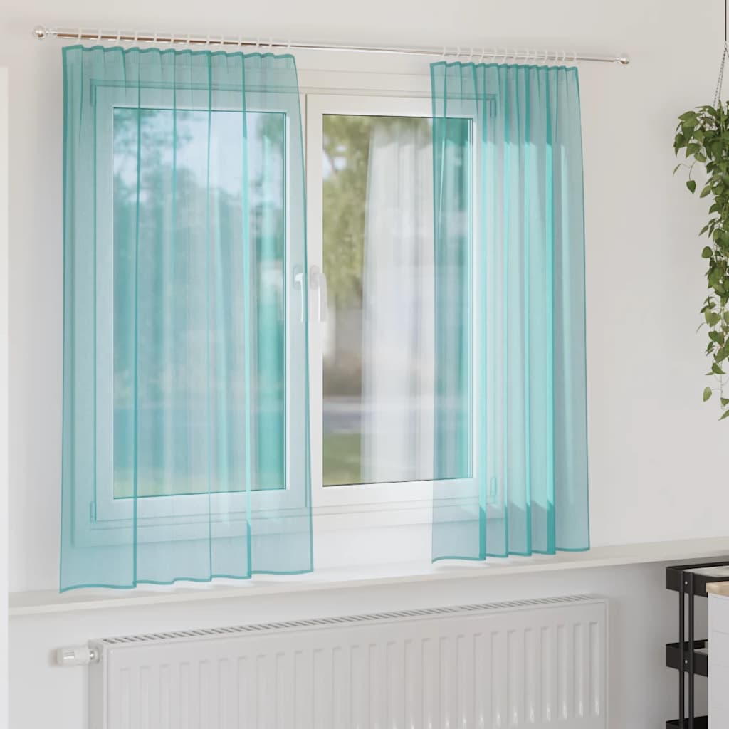 Voile Curtains with Rod Pockets 2 pcs Turquoise