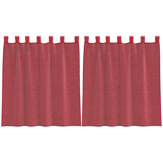 Voile Curtains with Rod Pockets 2 pcs Wine Red