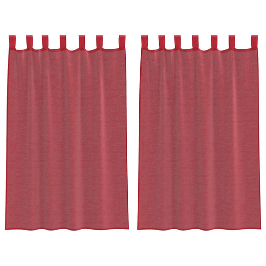 Voile Curtains with Rod Pockets 2 pcs Wine Red