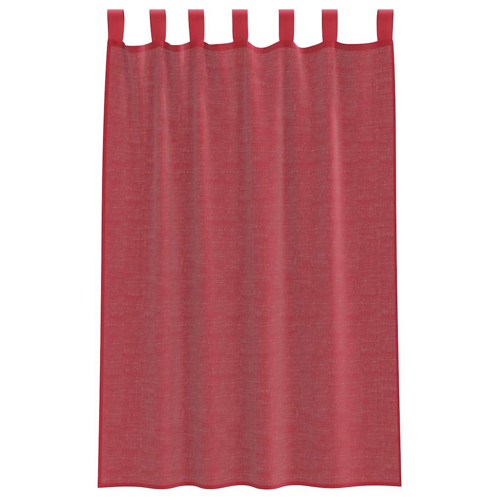 Voile Curtains with Rod Pockets 2 pcs Wine Red