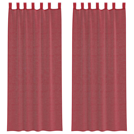 Voile Curtains with Rod Pockets 2 pcs Wine Red