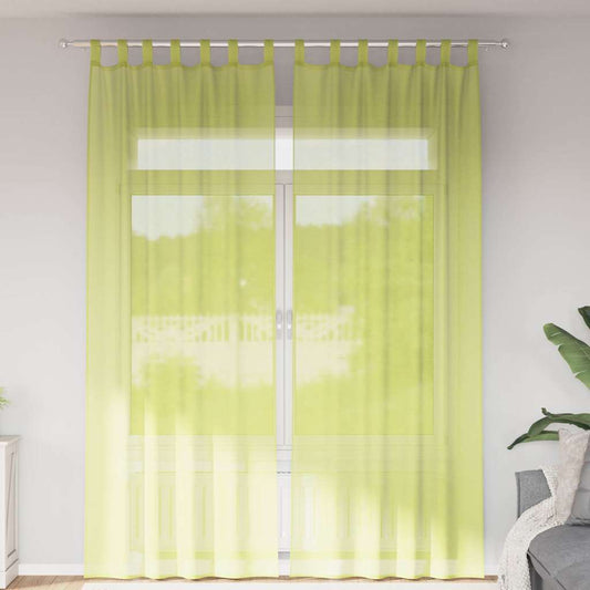 Voile Curtains with Tab Top 2 pcs Apple Green