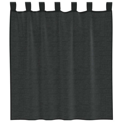 Voile Curtains with Tab Top 2 pcs Black