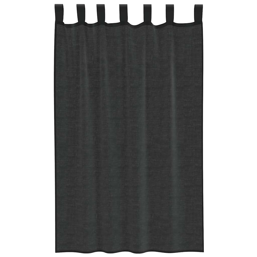 Voile Curtains with Tab Top 2 pcs Black
