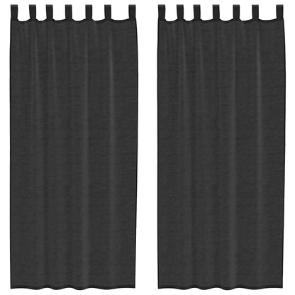 Voile Curtains with Tab Top 2 pcs Black