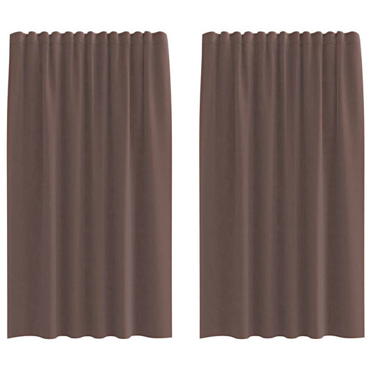 Voile Curtains with Tab Top 2 pcs Brown