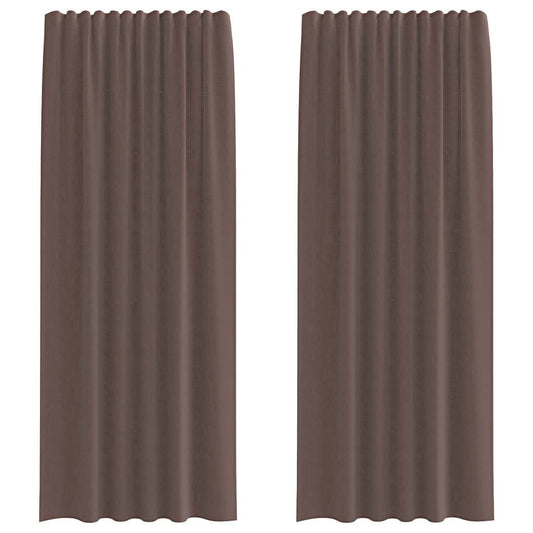 Voile Curtains with Tab Top 2 pcs Brown