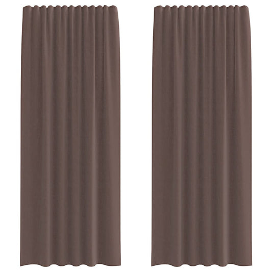 Voile Curtains with Tab Top 2 pcs Brown