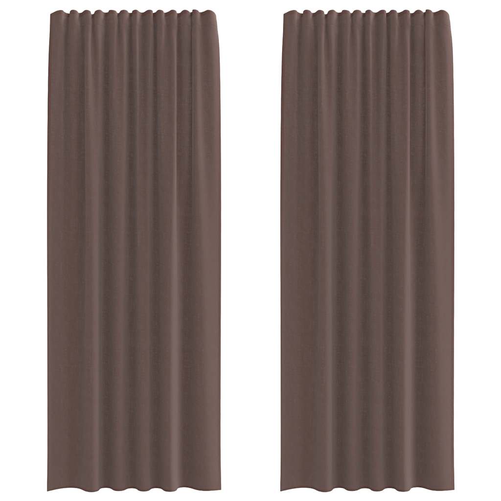 Voile Curtains with Tab Top 2 pcs Brown