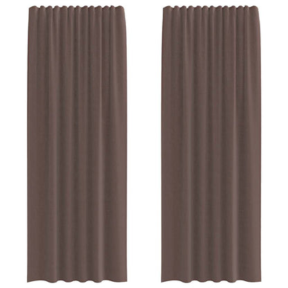 Voile Curtains with Tab Top 2 pcs Brown