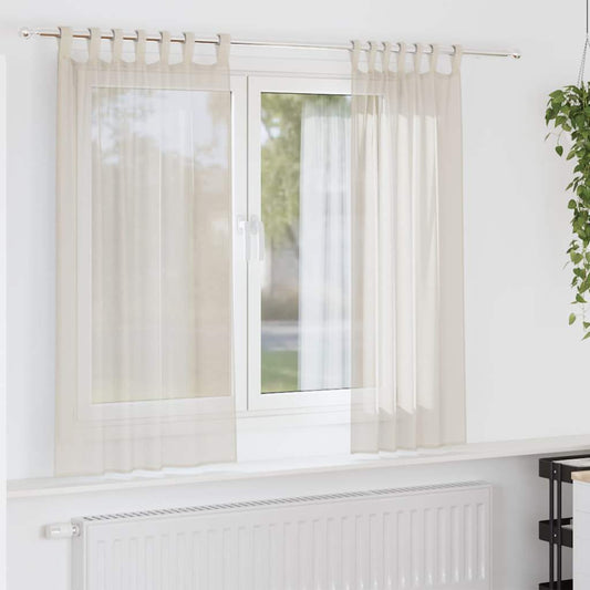Voile Curtains with Tab Top 2 pcs Cream
