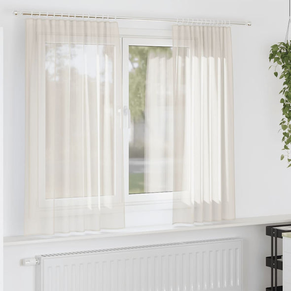 Voile Curtains with Tab Top 2 pcs Cream