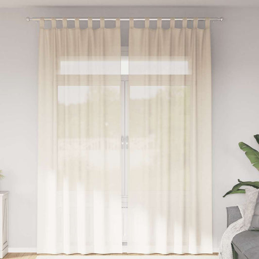 Voile Curtains with Tab Top 2 pcs Cream