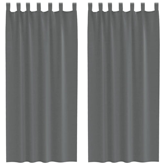 Voile Curtains with Loops 2 pcs Dark Grey 140x245 cm