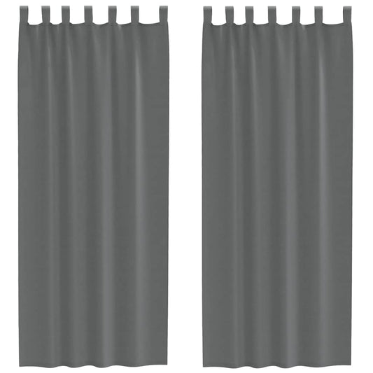 Voile Curtains with Loops 2 pcs Dark Grey 140x260 cm