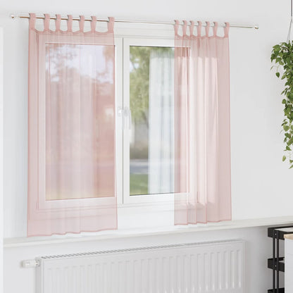 Voile Curtains with Loops 2 pcs Light Pink 140x175 cm